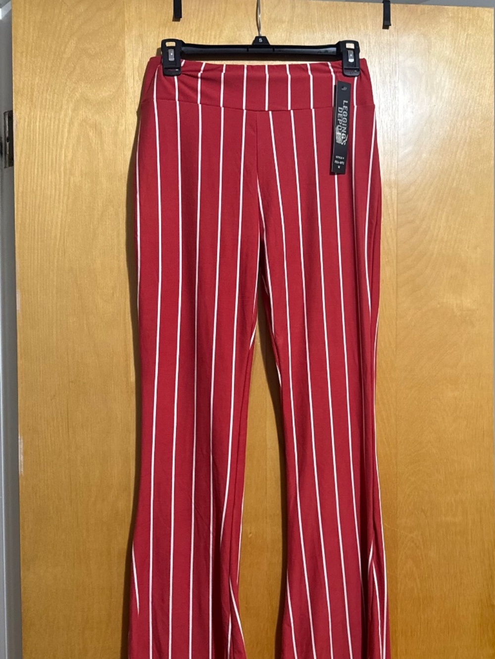 Red Pinstripe Women’s Flared Leggings